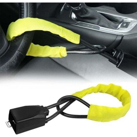 Jaune, serrure de volant serrure de ceinture de sécurité antivol sac à main serrure convient à la plupart des voitures SUV golf cart,655.7cm (1/4)