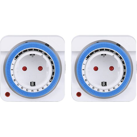2 lot de Prise Minuteur Programmable 24 Heures, 3680W, Timer Prise Electrique à 96 Segments, Intervalle de 15 Minutes (1/5)