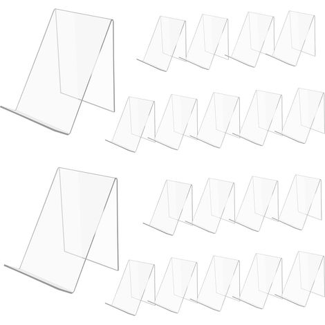 20 Pièces Support Livre Acrylique Presentoir Livre 13 x 11,5 x 10 cm Chevalet Transparent Porte Présentoir pour Magazine Brochures Carte de Menus