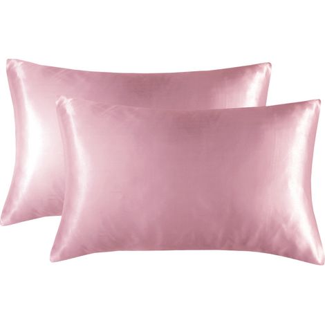 Kissenbezug aus Kunstseide für den Außenhandel, Satin-Kissenbezug, einfarbiger Kissenbezug im Großhandel, Nantong-Bettwäsche im Großhandel, hell gepudert US-K: 51 x 92 cm x 2 (20 x 36 Zoll) (1/5)