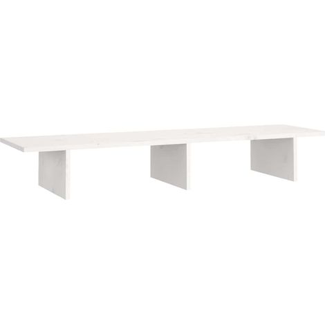 vidaXL Soporte de monitor madera maciza de pino blanco 100x27x15 cm (1/2)