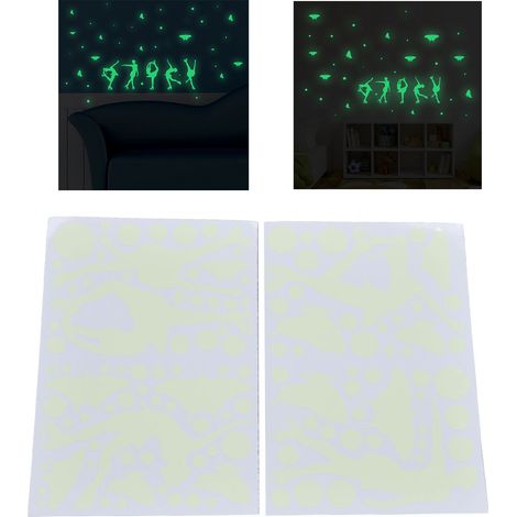Autocollants phosphorescents, stickers muraux phosphorescents, autocollants adhésifs, autocollants phosphorescents pour chambres d'enfants et chambres à coucher, stickers décoratifs pour le patinage a (1/5)