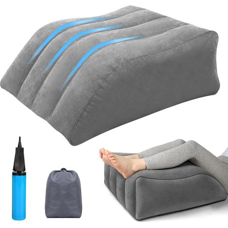 Almohada elevadora para piernas con inflador, mejora la circulación, reduce la hinchazón, sueño óptimo. (1/5)