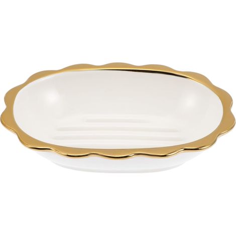 Ceramic Soap Dish with Lace Trim Soap Storage Box with