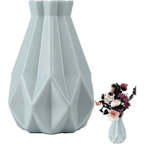 Blumenvase aus Kunststoff, Blumentopf in Keramikoptik, Vasen für Blumenarrangements, Blumenvasen-Dekoration