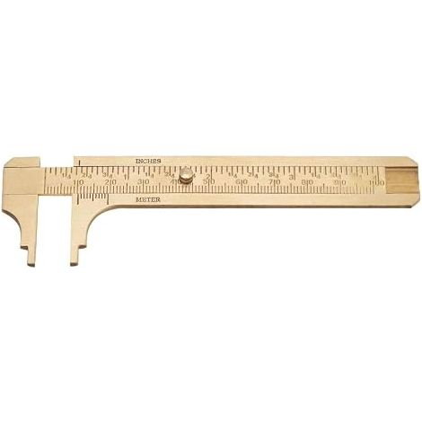 Vernier Caliper Ruler - 1pc Brass Sliding Gauge Measuring Tool Double Scales mm/inch (100mm) (1/5)