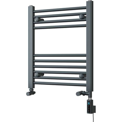 Zennor - Anthracite Dual Fuel Towel Rail H600mm x W500mm Thermostatic WIFI - Straight (1/3)
