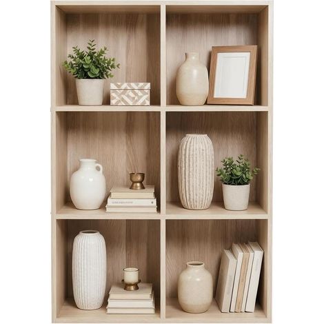 Étagère cube polyvalente en bois E1, 6 cubes 59,6 x 89 x 29 cm, meuble de rangement ouvert (1/5)