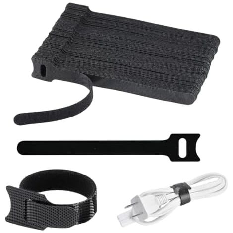 140 Pièces Attaches Câble scratch Réutilisable Gestion Câbles Organisateur Fixation Riselant Scratch pour PC Maison Noir 12×150mm -