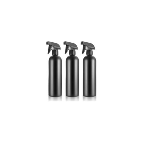 Juego de 3 botellas pulverizadoras vacías, pulverizador de niebla, botella pulverizadora de agua recargable, botella pulverizadora de niebla para el cabello de 500 ml para el hogar y el jardín - Negro