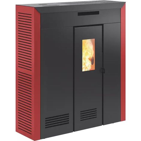 stufa a pellet slim canalizzata e ventilata invicta "daglan plus" rosso 8,3 kw (1/2)
