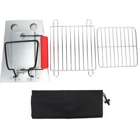 Poêle pliable de camping extérieur en acier inoxydable pour barbecue portable, allume-feu à charbon + sac de rangement 22 cm (1/5)