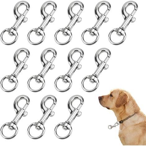 12 mini mousquetons pivotants 360° pour laisse chien, crochet de sécurité à ressort en alliage, porte-clés léger pour accessoires animaux et activités plein air (1/5)