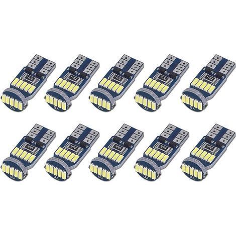 Lote de 10 bombillas LED T10 W5W Canbus sin errores, 15 chips SMD 4014, lámparas LED para coche 194 168 2825 blanco 6000K para iluminación interior, maletero, matrícula y luces de posición DC 12V (1/4)
