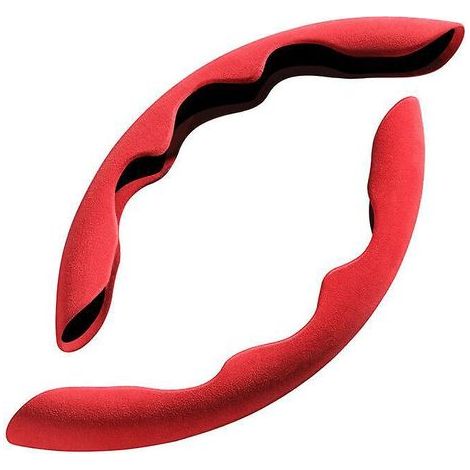 Rosso - Coprivolante in pelle ribaltabile General Motors da 38 cm, decorazione per auto, accessori per interni, coprivolante, ricambi auto. (1/3)