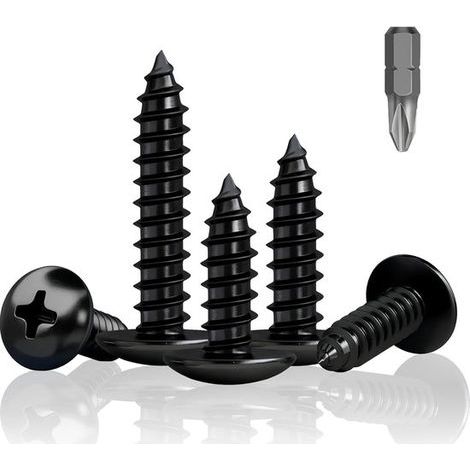 100 M5 x 20mm black self-tapping screws, suitable for wood and sound-absorbing panels, galvanized. (1/5)