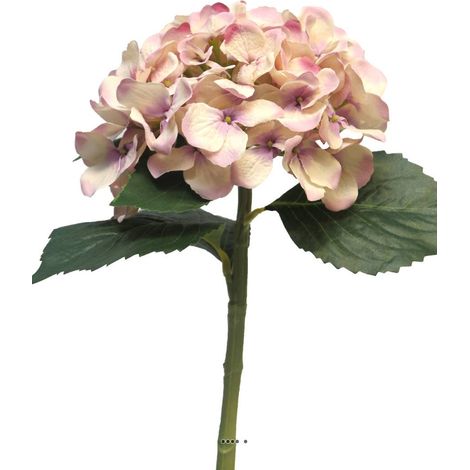 Hortensia artificiel en tige 1 tete 5 feuilles H 50 cm Top Rose - couleur: Rose (1/3)