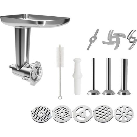 Acier Inoxydable Hachoir à Viande pour KitchenAid Robot Pâtissier, y Compris le Remplisseur de Saucisses, Parfait Accessoire de Hachage de Viande pour Les Batteurs pour KitchenAid (1/5)