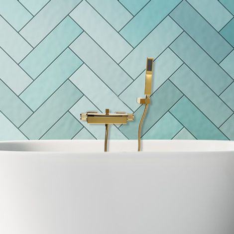 Badewannenarmatur Gold Wasserfall Wasserhahn Wannenarmatur set mit Handbrasue
