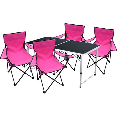 5-teiliges Campingmöbel Set Schwarz Pink-MMC330872B+4xMPO2471 (1/4)