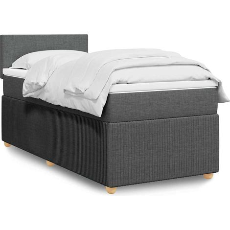 Boxspringbett mit Matratze Dunkelgrau 100x200 cm Stoff