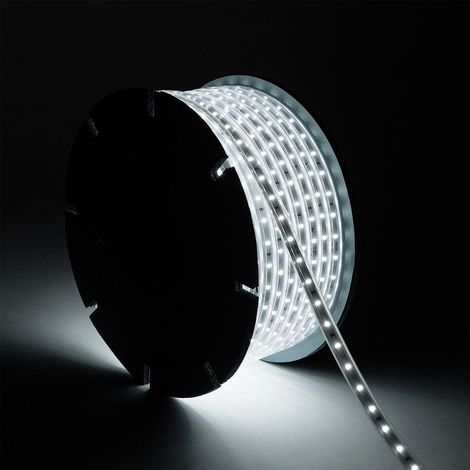 LED-Streifenrolle Dimmbar 220V SMD 60 LED/m 50m 5W/m 500lm/m Breite 12mm Schnitt 100cm IP65 Kaltweiß