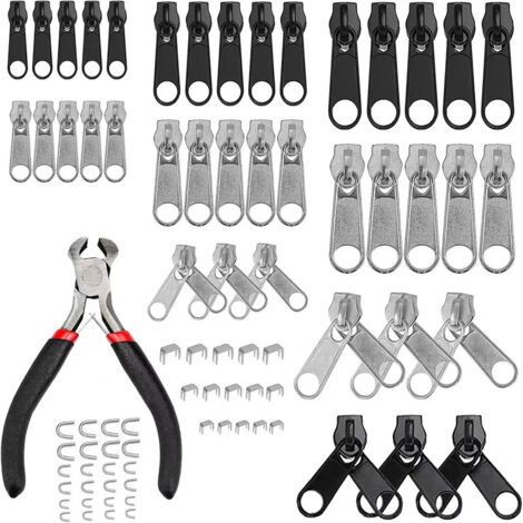 Reißverschluss-Reparaturset – 85 Teile – 3 Größen – Zubehör inklusive – Zange inklusive