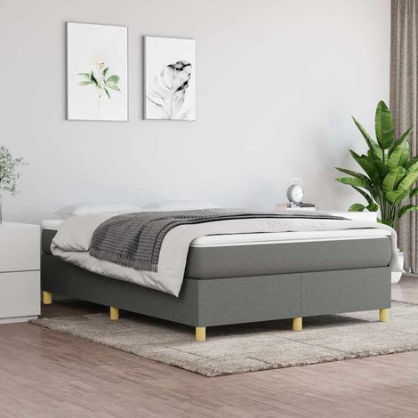 Cama box spring con colchón tela gris oscuro 140x200 cm (1/5)