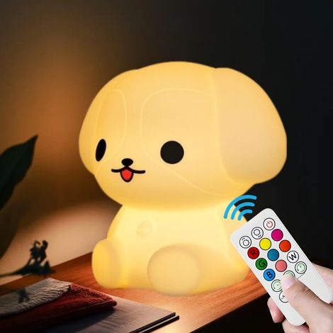 Veilleuse pour enfants lampe en forme de chien mignon veilleuses chevet avec 9 couleurs changeantes - cadeau pour garçons et filles enfant femme étudiants décoration de chambre – Taille M (1/5)