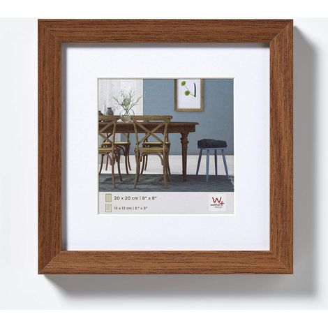 Cadre Photo chêne foncé 20 x 20 cm avec Passe-Partout, Cadre en Bois Fiorito EF220P