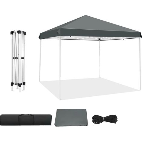 Carpa exterior con toldo, altura ajustable, protección contra el sol y la lluvia, 2 m, gris. (1/2)