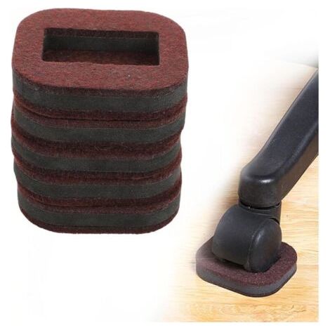 Lot de 5 tapis antidérapants pour chaises à roulettes - En feutre durable - Pour la maison, le bureau - Réduit le bruit - Empêche les rayures - Marron (1/4)