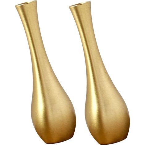 Lot de 2 Mini Vases Décoratifs en Cuivre, Ornement Floral Élégant et Rétro, pour Bureau ou Rebord de Fenêtre, Matériau Solide et Résistant la Déformation (1/5)