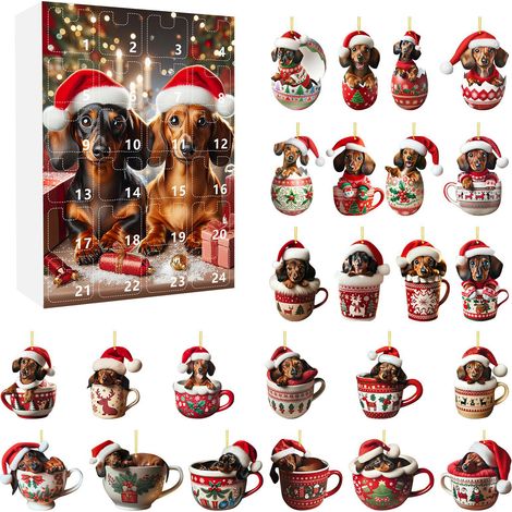 Calendrier de l'Avent 2026 Noël 24 Jours Décoration Sapin Teckel Cadeau Original (1/5)