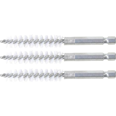 BGS Nylonbürste 11 mm Antrieb Außensechskant 6,3 mm (1/4&quot) 3tlg. - 3078-11-N