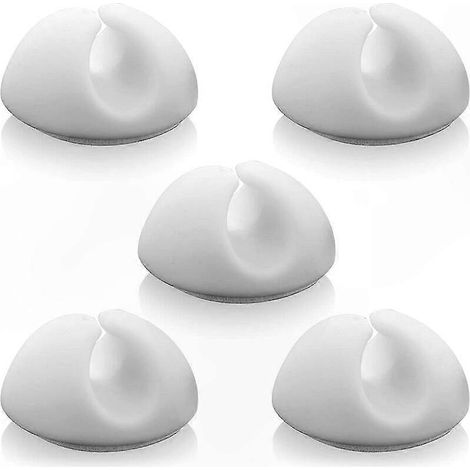 Weiße Kabelclips zur Organisation von Kabeln bis zu 8 mm Durchmesser, Mehrzweckclips für Büro und Haushalt, Set mit 5 Kabelclips (1/5)