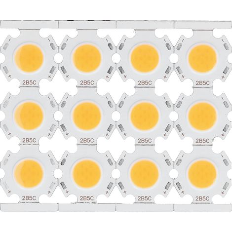 Jeffergarden 12 pièces puces LED COB composant émetteur de lumière 5W 15-17V pour bricolage projecteurs Downlight plafonnier lumière chaude (1/4)