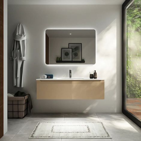 Mobile bagno sospeso 120 cm sabbia opaco un cassettone con lavabo Bako (1/5)