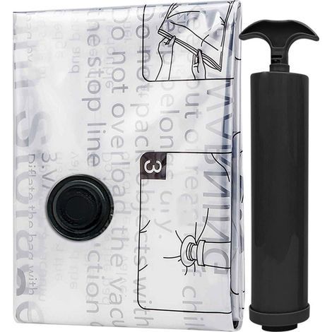 Sacs de rangement sous vide pour vêtements, voyage, lot de 4 avec pompe manuelle, gain de place pour literie, couvertures, oreillers, organisateur de bagages-AquaForge (1/5)