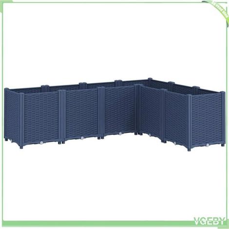 Jardinière / bac à fleurs - FAFEICY - aspect rotin - 6 bacs modulaires - PP anti-choc - 160x120x53 cm (1/5)