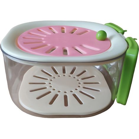 Panier à légumes double couche 2-en-1, passoire à fruits rose, bol de lavage multi-usages avec poignée pliable, boîte de conservation pour cuisine et réfrigérateur (1/5)