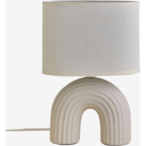 SKLUM Soliva 30cm Tischlampe aus Keramik und Leinen Creme-Beige