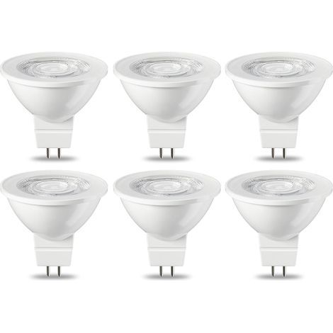 Paquete de 6 bombillas LED GU5.3 MR16 de 5W, luz blanca cálida, no regulables, 220V [Clase energética G] (1/5)