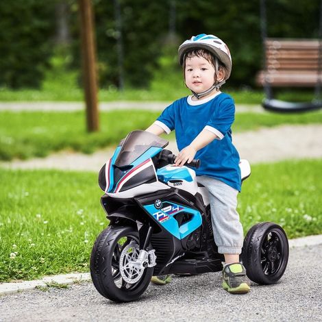 E-Kindermotorrad blau, 3 Räder, Scheinwerfer, Musik, USB/AUX, 82,5 x 42 x 54 cm HAVRYA (1/4)
