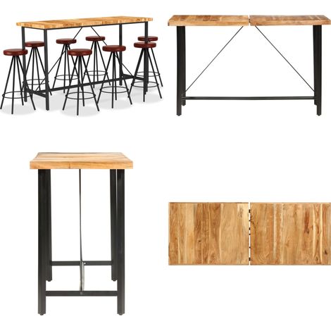 9-tlg. Bar-Set Massivholz Akazie und Echtleder - Akazienholz - Echtleder (1/5)