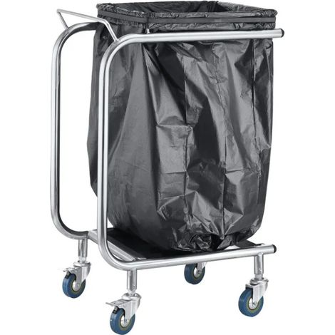 Porte sac poubelle mobile inox 100 litres sur roulettes PREMIUM - GOLDINOX