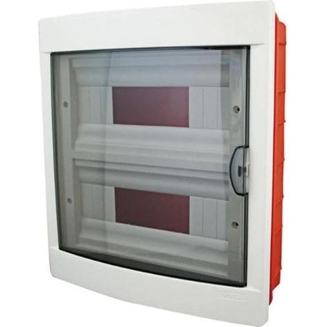 Tableau d'encastrement 24 modules avec cadre blanc et porte fumée 315x365x80mm IP40 FAEG - FG14324