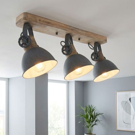 Holz Decken Strahler bewegliche Spots Grau Leuchte Wohn Zimmer Lampe Beleuchtung  2133GR