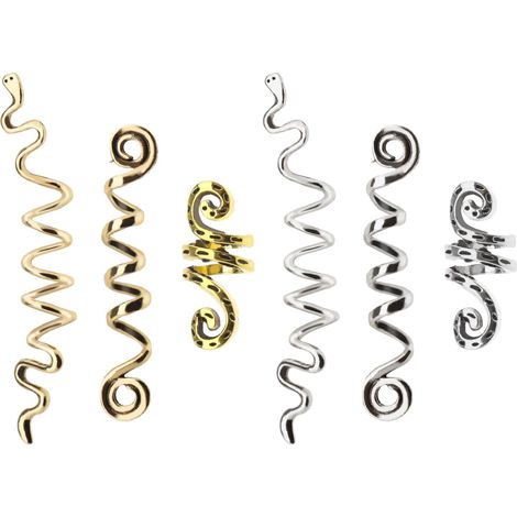 Set of 6 Viking spiral hair beads - For dreadlocks - For hair - Silver and gold (1/5)