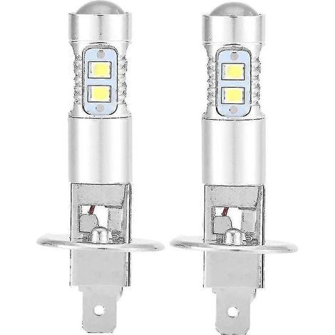 Ampoules de phares, kit de 2 ampoules LED H1 6000K Super White 100W pour feux de croisement